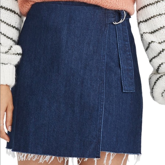 Madewell Dresses & Skirts - Madewell Denim Raw-Hem Mini Wrap Skirt